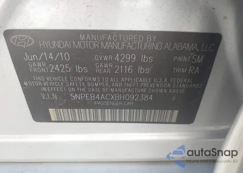 2011 Hyundai Sonata Gls from USA, damaged, VIN 5NPEB4ACXBH092384